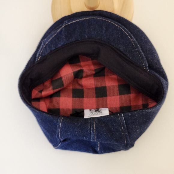 Handmade Denim Cap with Buffalo Plaid Lining. - Picture 6 of 6